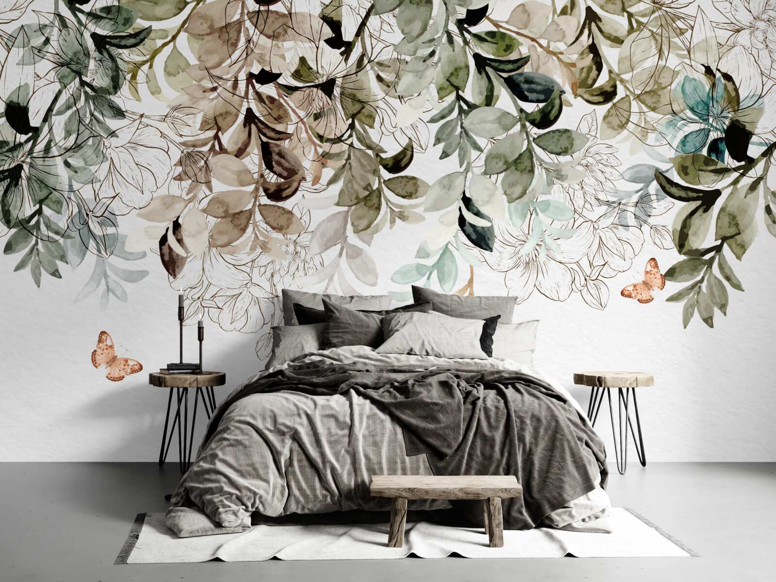 Papier peint les papillons volent sous la couverture dense des feuilles