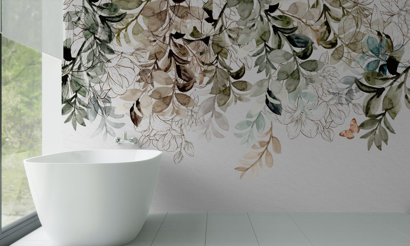 Papier peint les papillons volent sous la couverture dense des feuilles