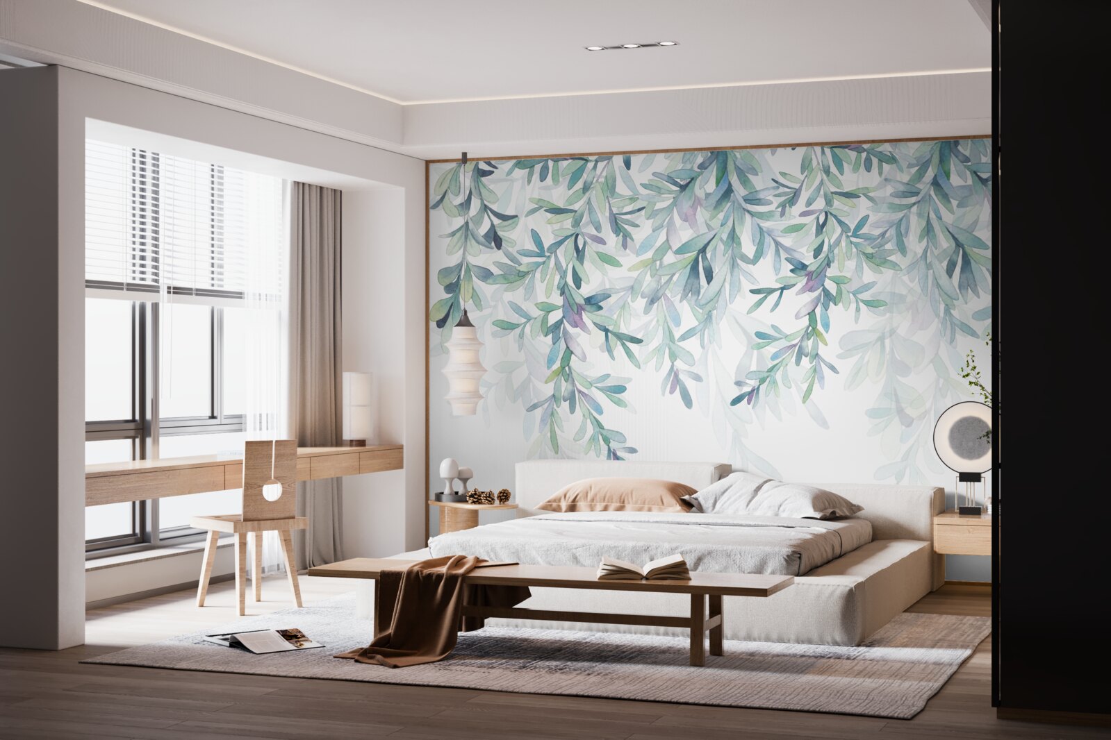 Papier peint les feuilles des branches deviennent vertes