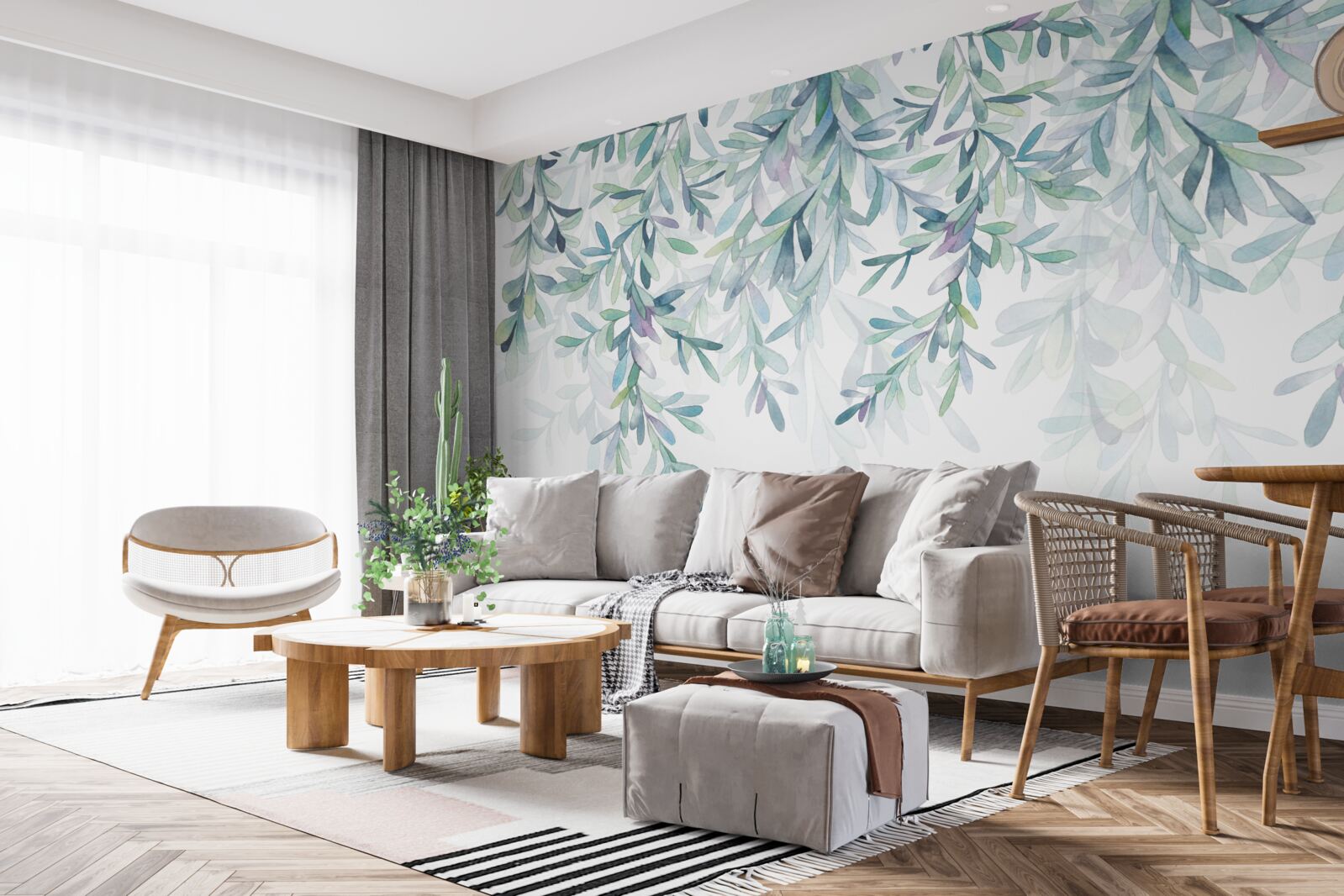 Papier peint les feuilles des branches deviennent vertes