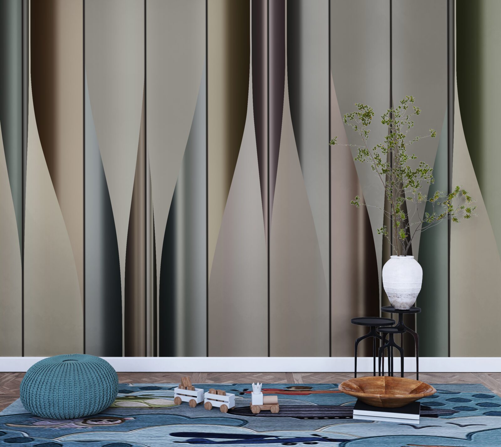 Papier peint Planche de parquet posée verticalement avec des extrémités pointues