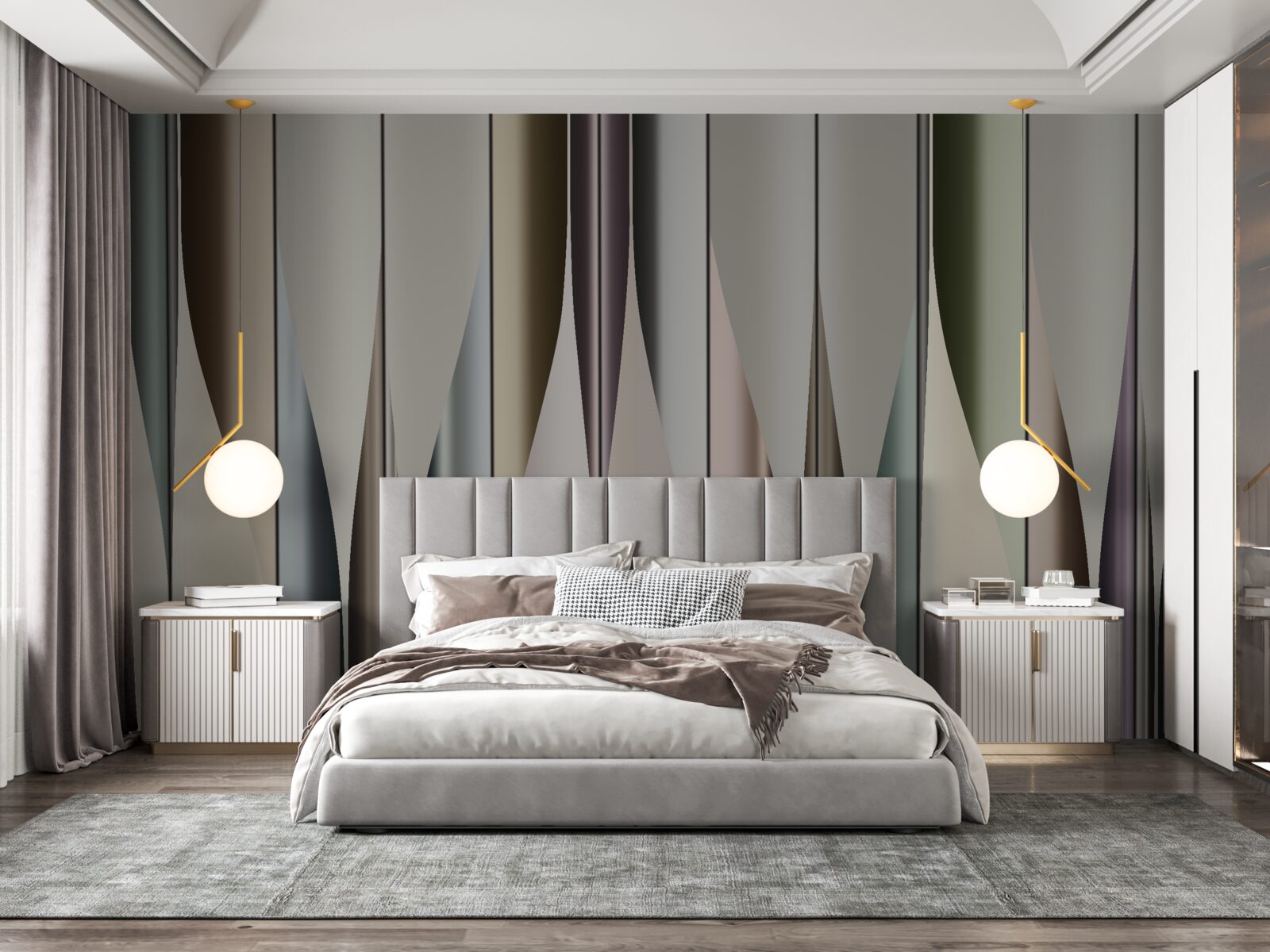 Papier peint Planche de parquet posée verticalement avec des extrémités pointues