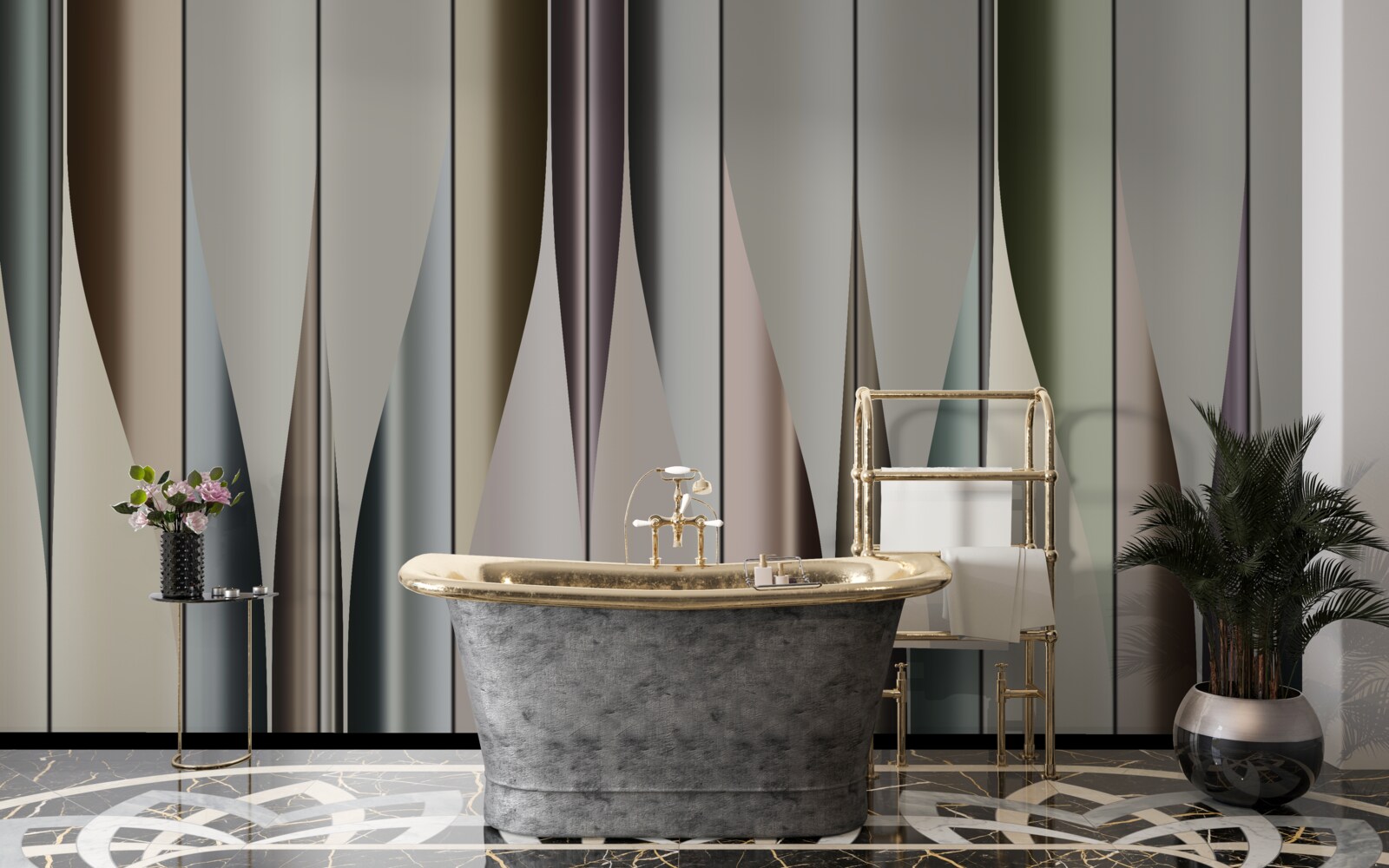 Papier peint Planche de parquet posée verticalement avec des extrémités pointues