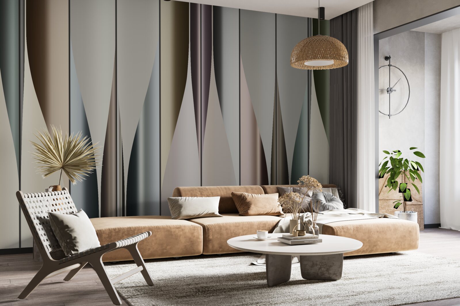 Papier peint Planche de parquet posée verticalement avec des extrémités pointues