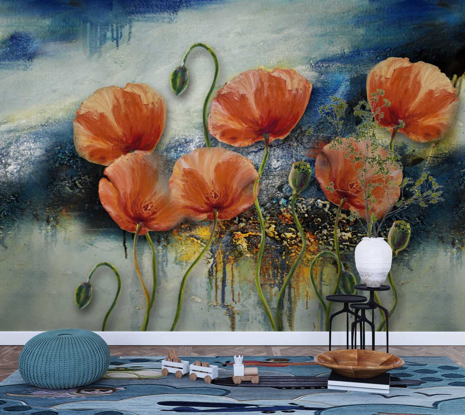 Papier peint une collection de gracieux pavots d'été écarlates