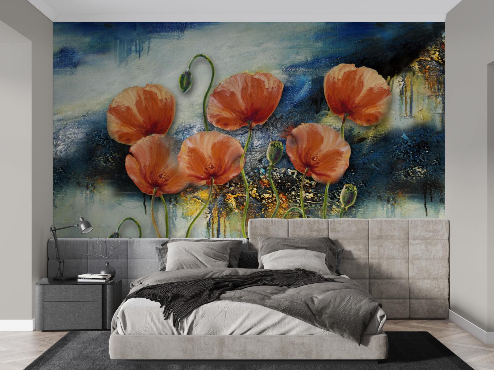 Papier peint une collection de gracieux pavots d'été écarlates