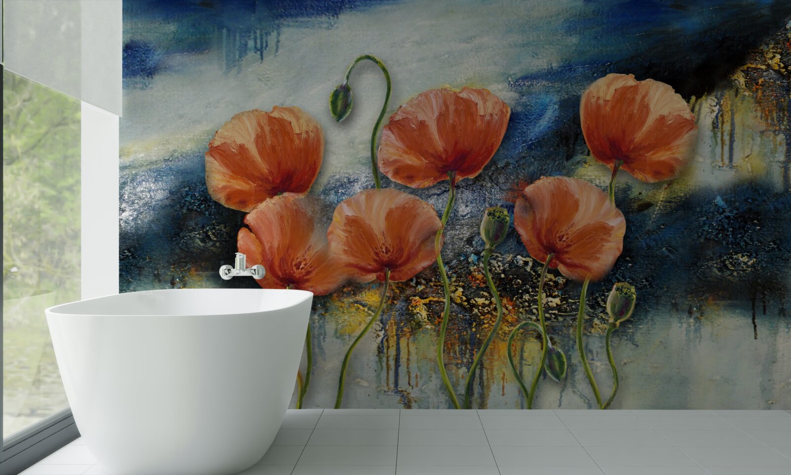 Papier peint une collection de gracieux pavots d'été écarlates