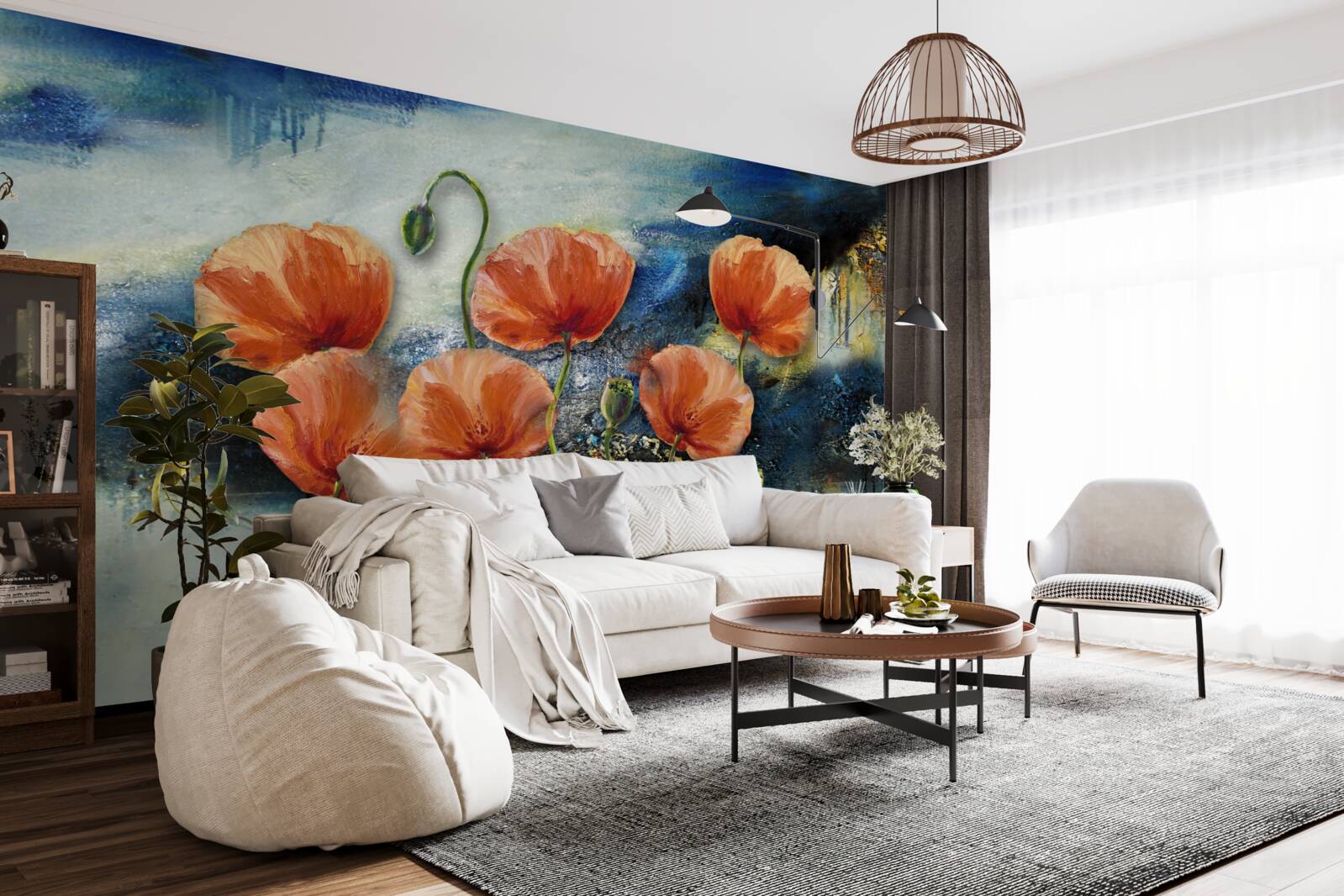 Papier peint une collection de gracieux pavots d'été écarlates