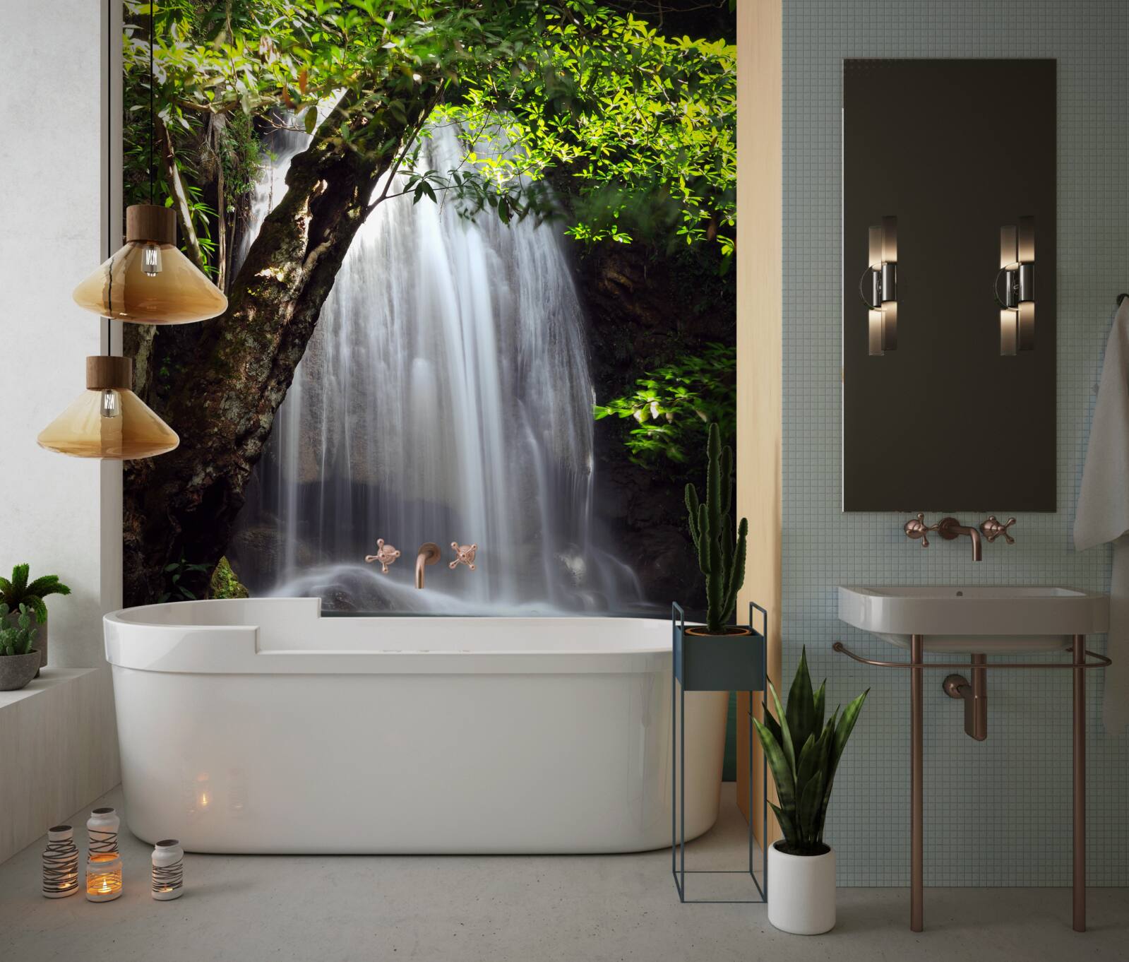 Papier peint erawan, une chute d'eau dans la zone forestière de la thaïlande, est située à kanchanaburi