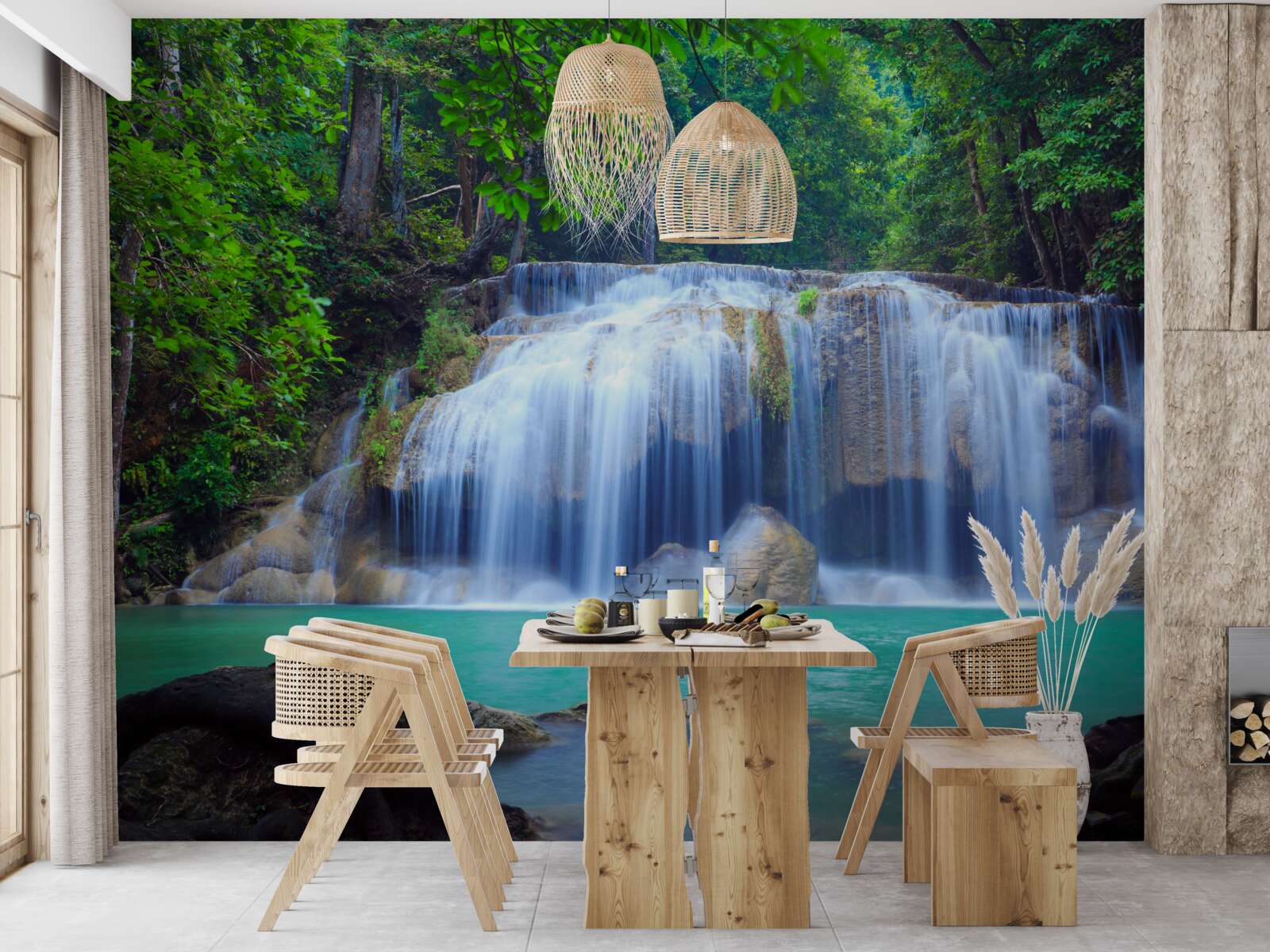 Papier peint cascade d'erawan à kanchanaburi, thaïlande