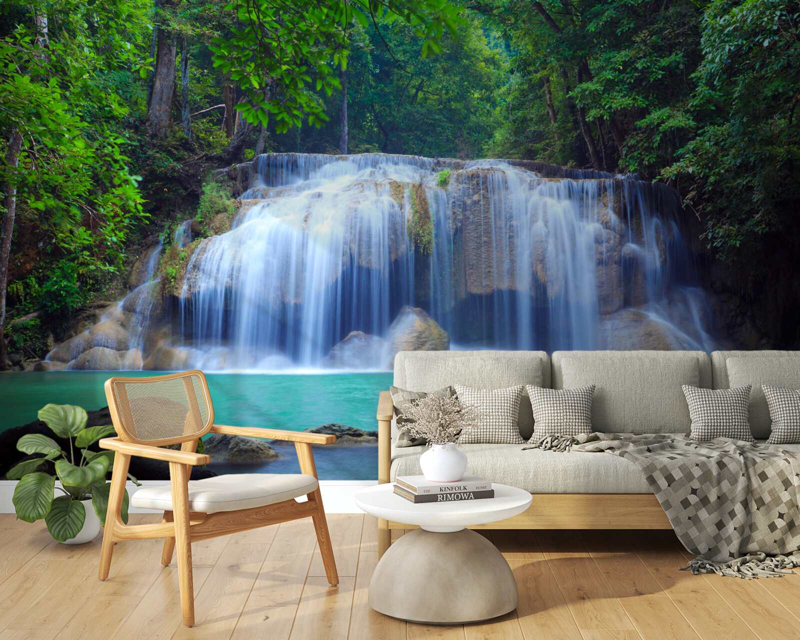 Papier peint cascade d'erawan à kanchanaburi, thaïlande