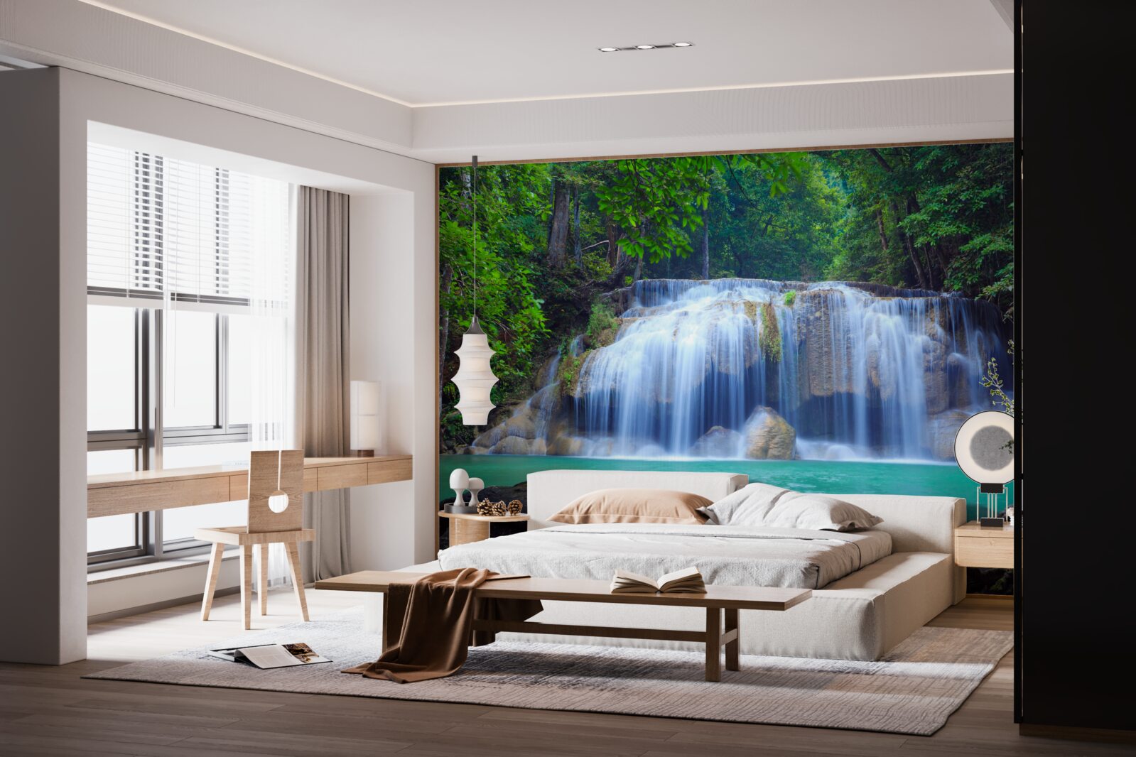 Papier peint cascade d'erawan à kanchanaburi, thaïlande