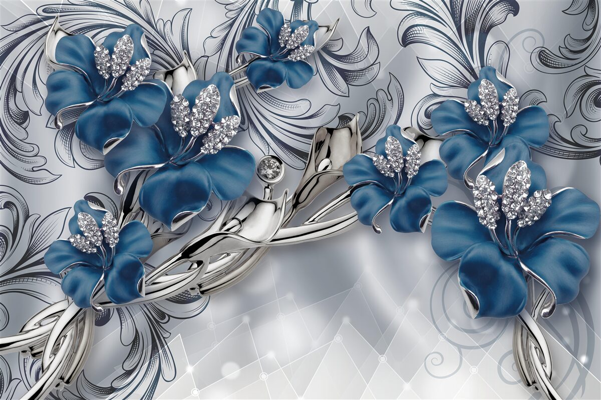 Papier peint deux bourgeons bleus