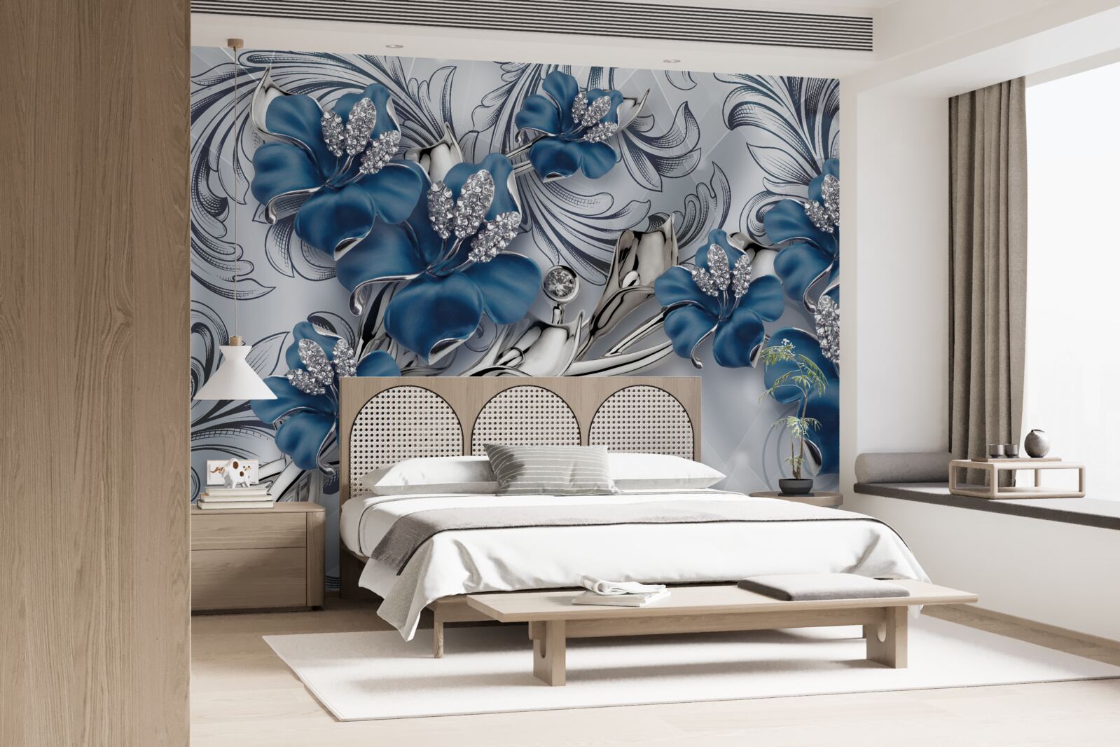 Papier peint deux bourgeons bleus