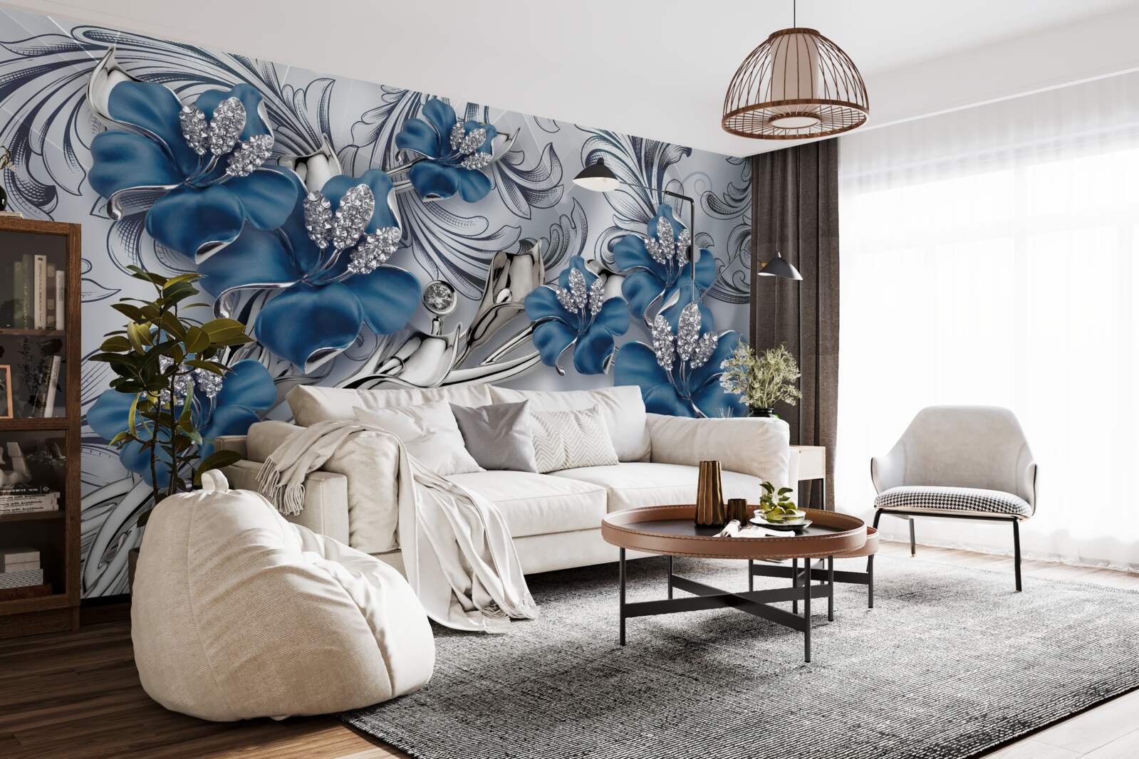 Papier peint deux bourgeons bleus