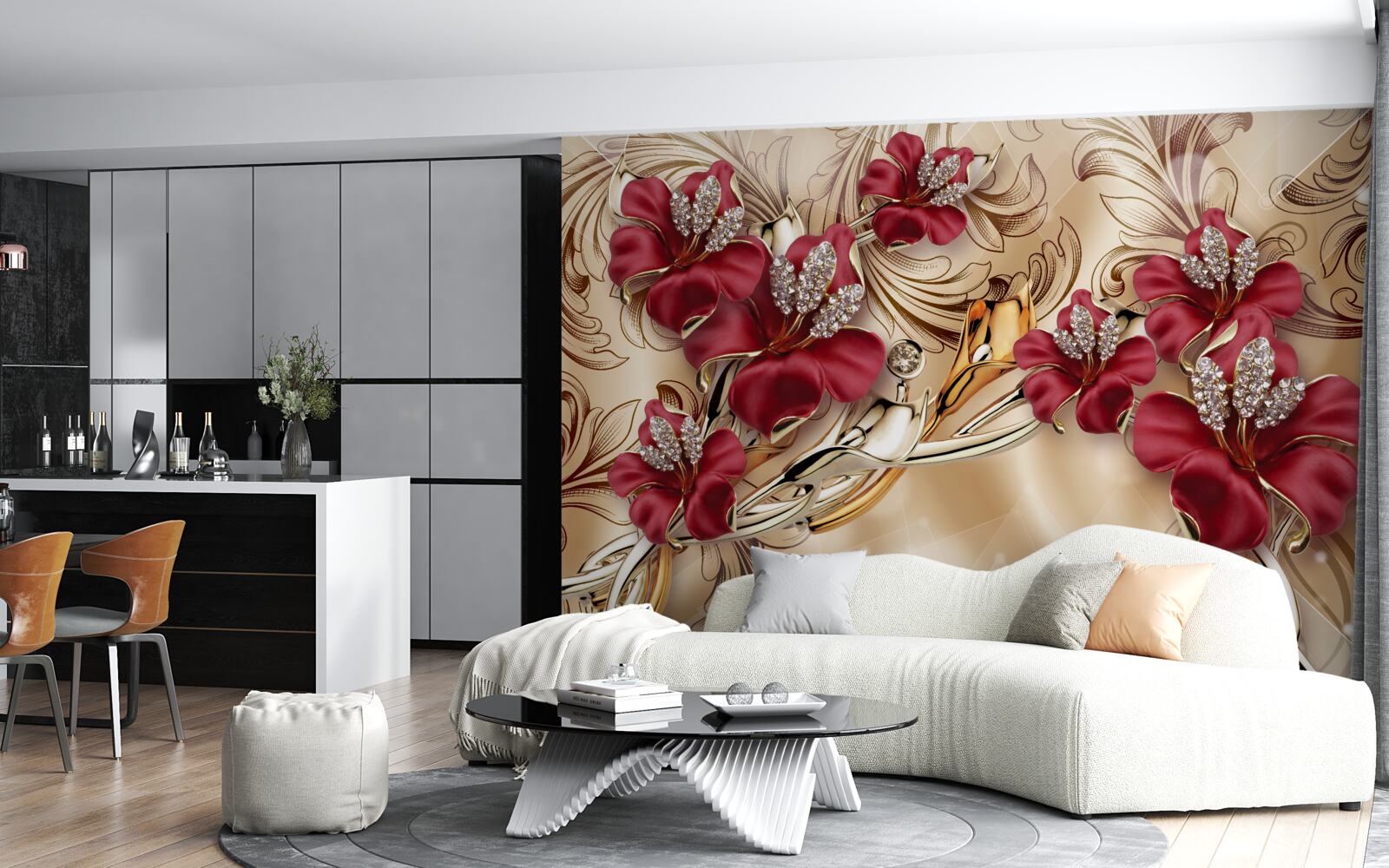 Papier peint Lys marron king-size