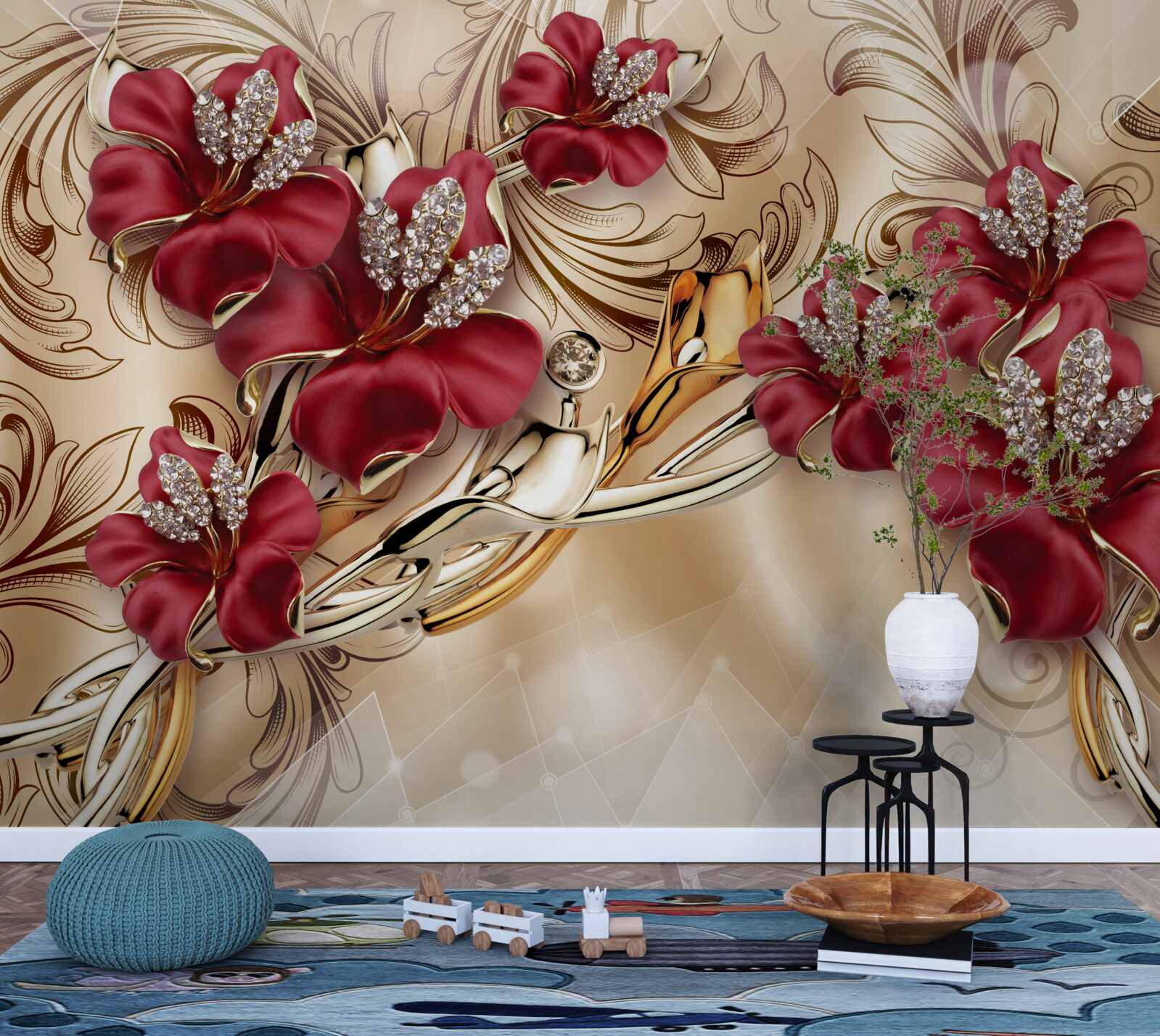 Papier peint Lys marron king-size