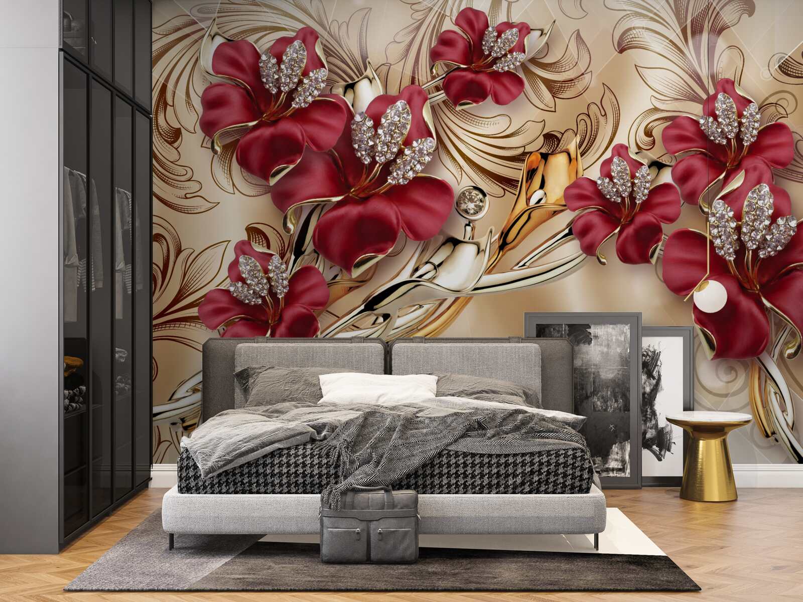 Papier peint Lys marron king-size