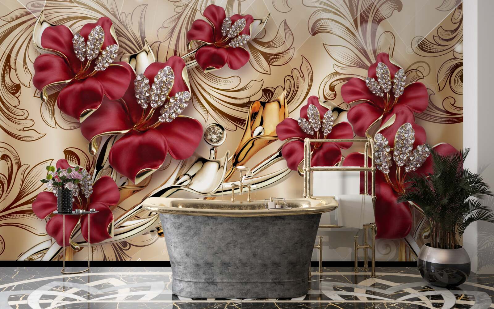 Papier peint Lys marron king-size