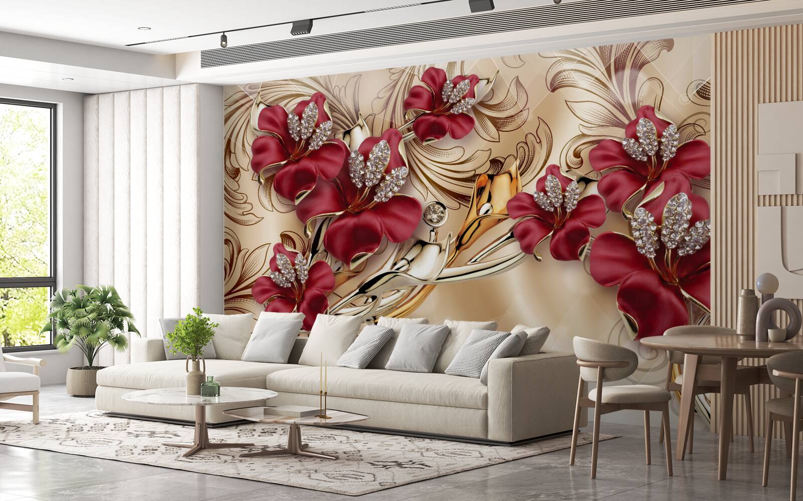 Papier peint Lys marron king-size