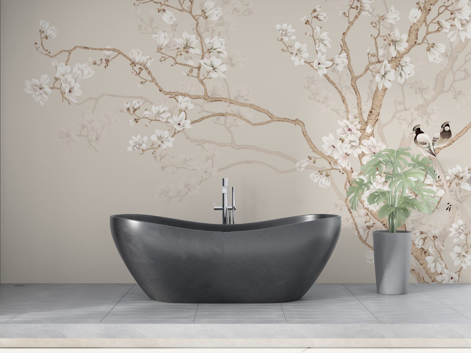 Papier peint papier peint avec l'image d'un cerisier