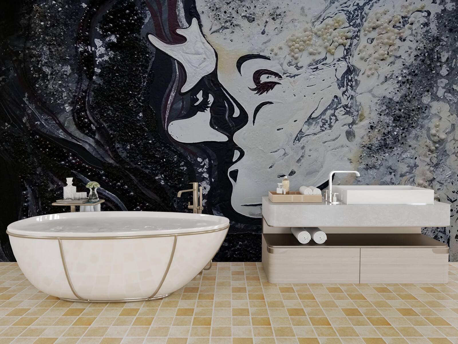 Papier peint un baiser de passion sur le mur