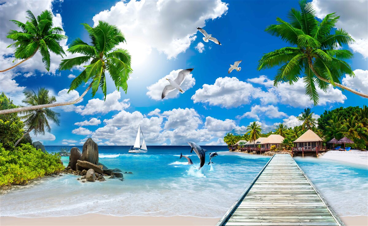 Papier peint un morceau de paradis sur le mur