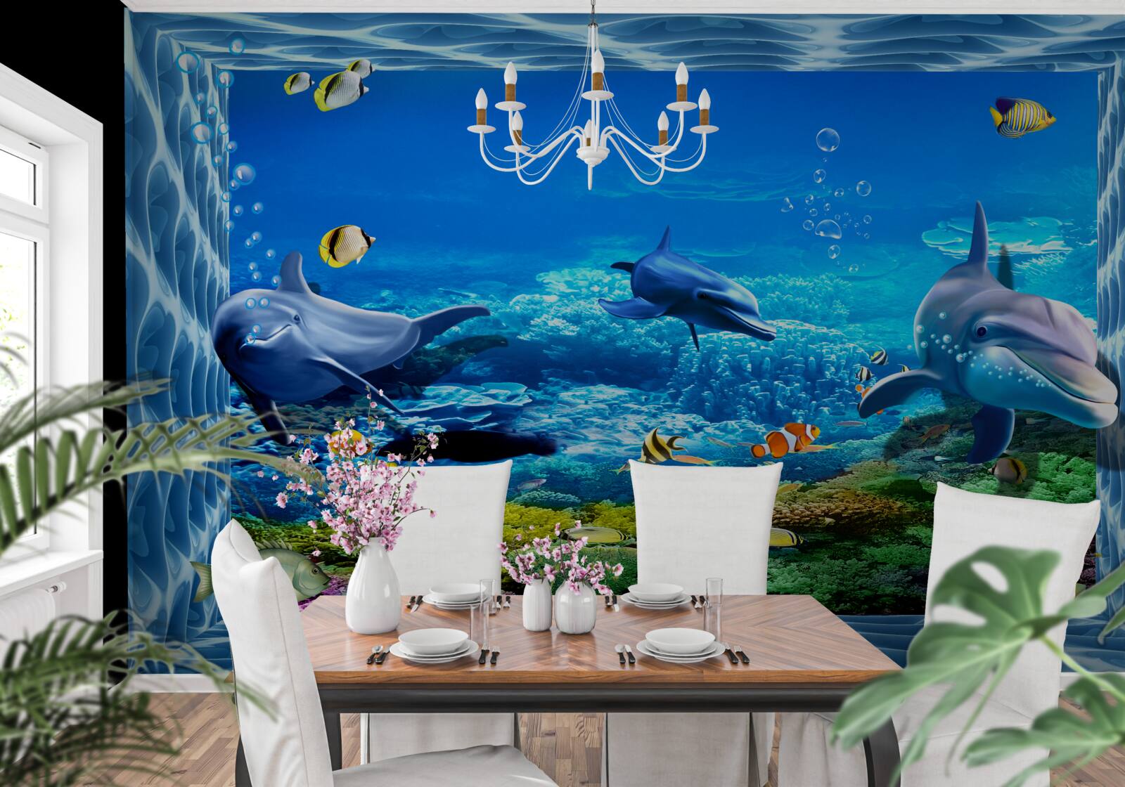 Papier peint dauphins dans un zoo aquatique