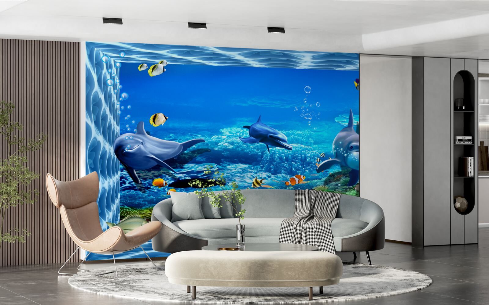 Papier peint dauphins dans un zoo aquatique