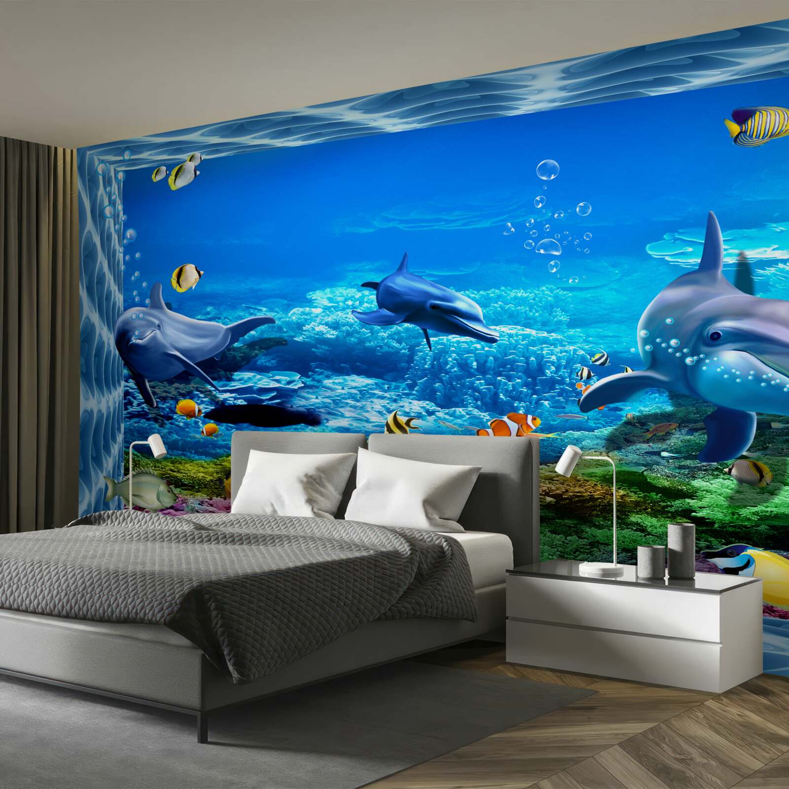 Papier peint dauphins dans un zoo aquatique