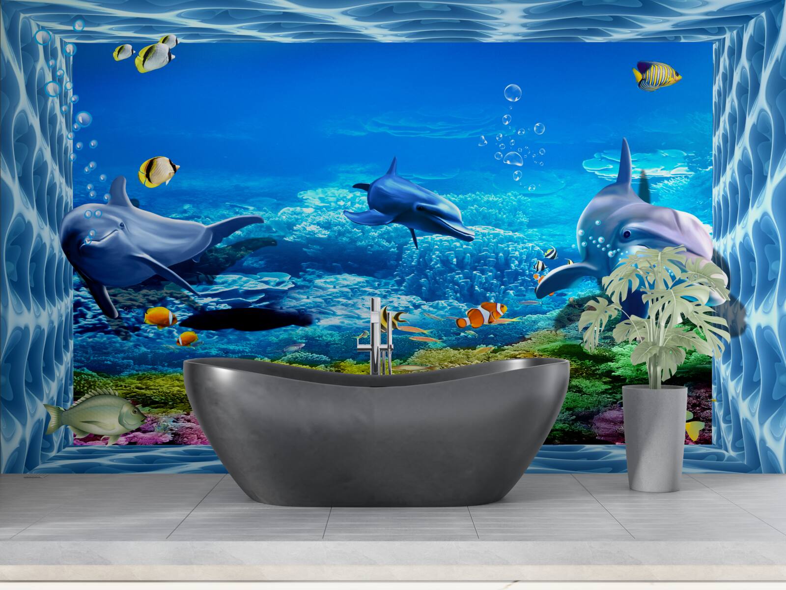 Papier peint dauphins dans un zoo aquatique