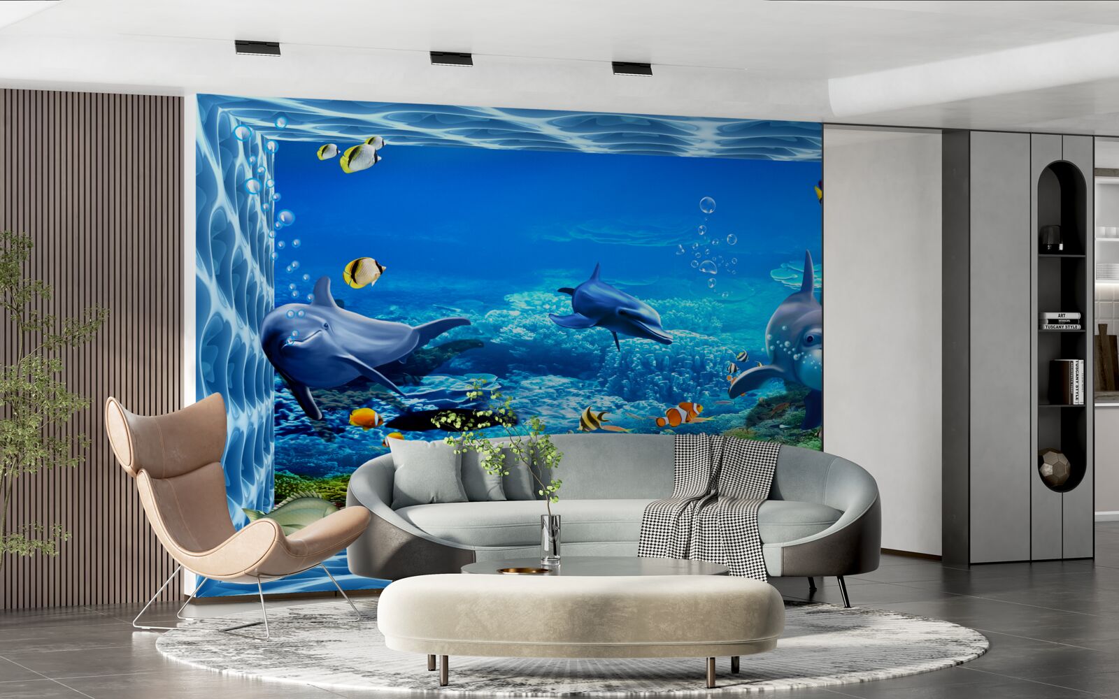 Papier peint dauphins dans un zoo aquatique