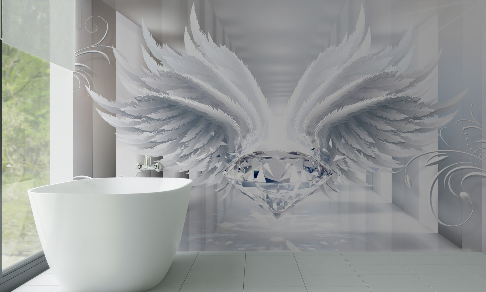 Papier peint Mur, stylo et couleur blanche