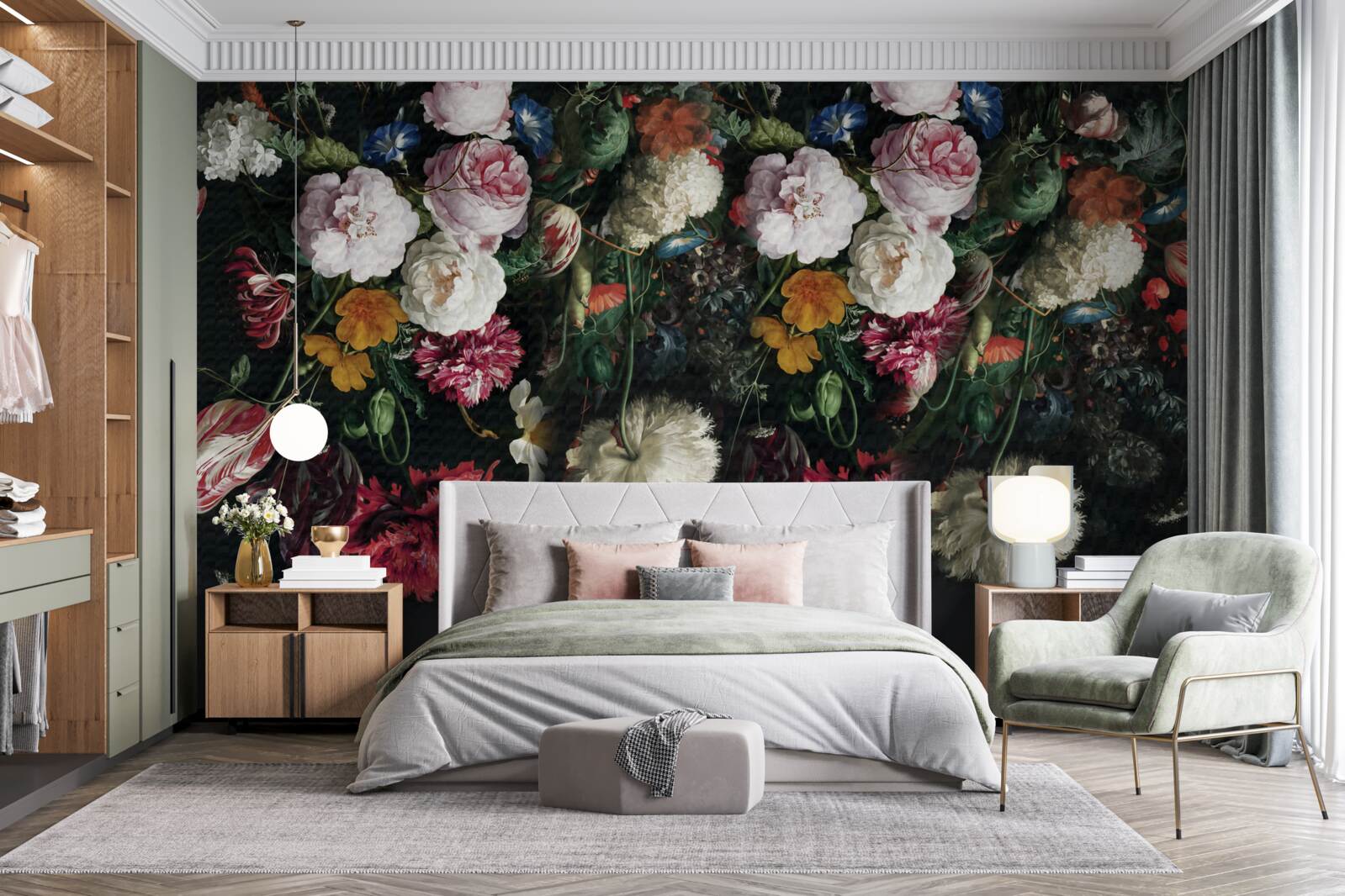 Papier peint bourgeons tronqués, botanique et créativité contemporaine