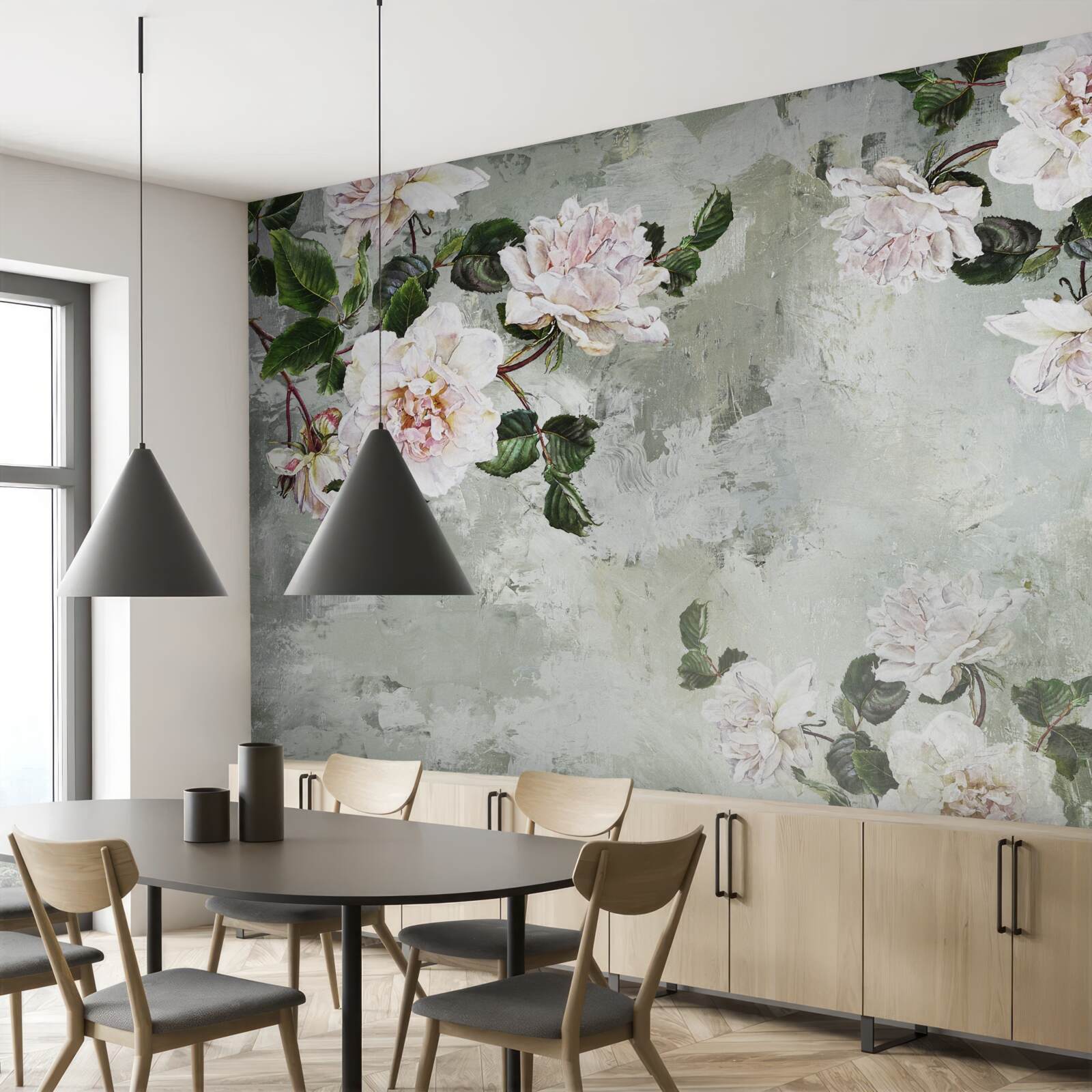 Papier peint fleur près du mur