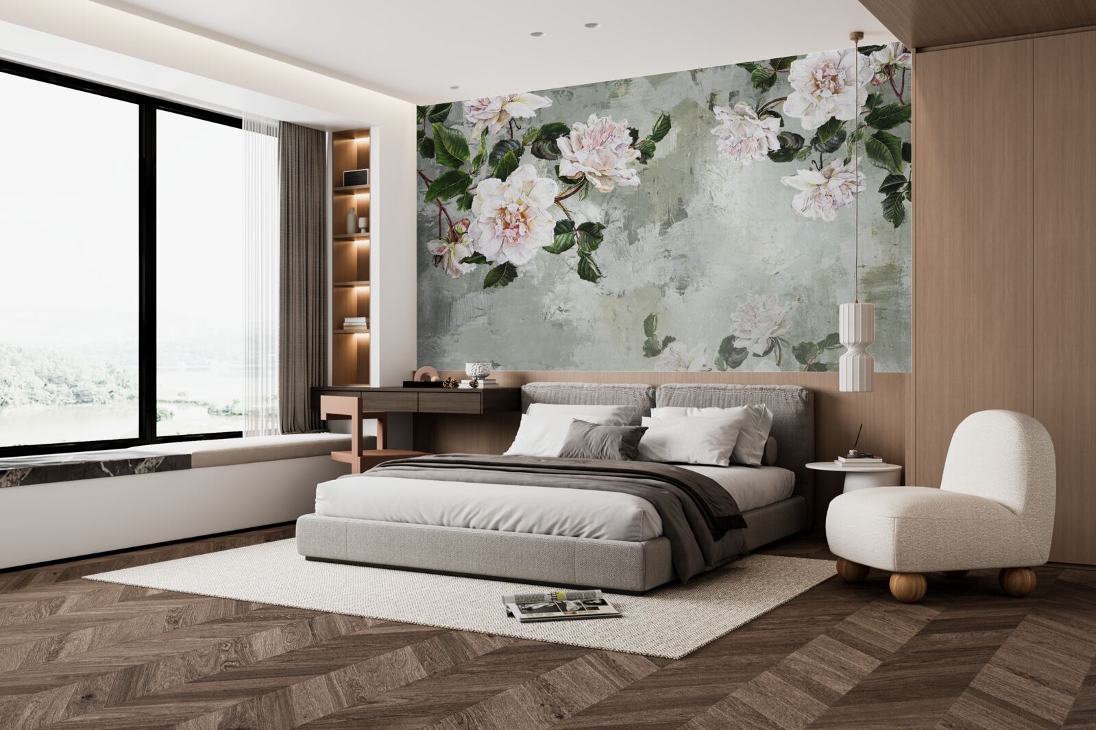 Papier peint fleur près du mur