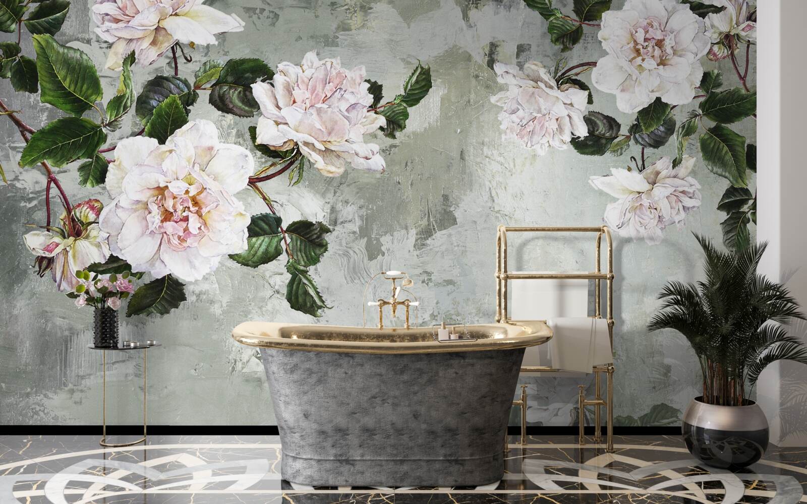 Papier peint fleur près du mur