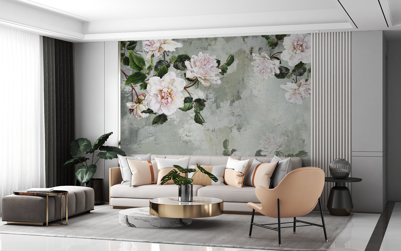 Papier peint fleur près du mur