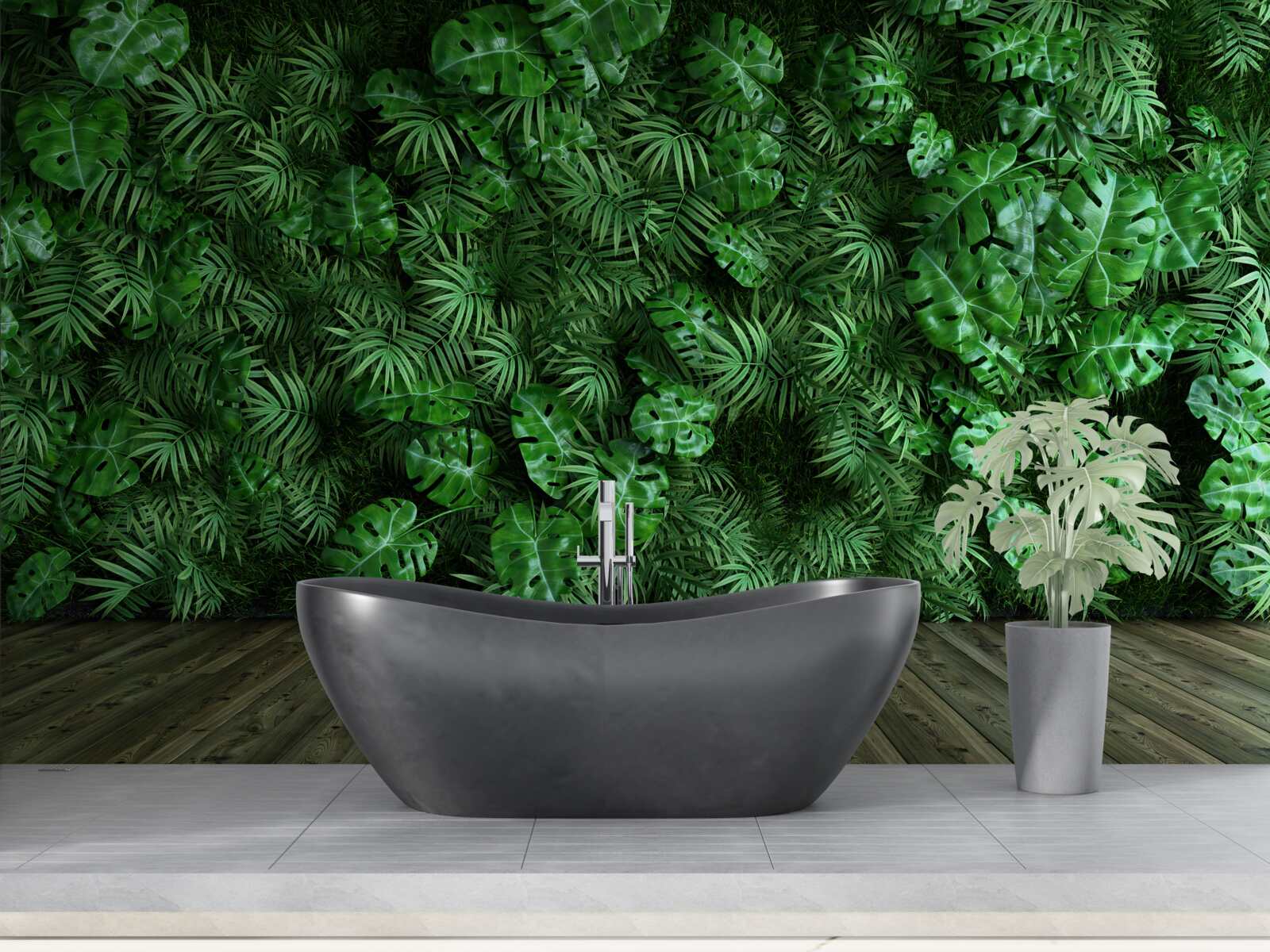 Papier peint vert, plantes et feuilles