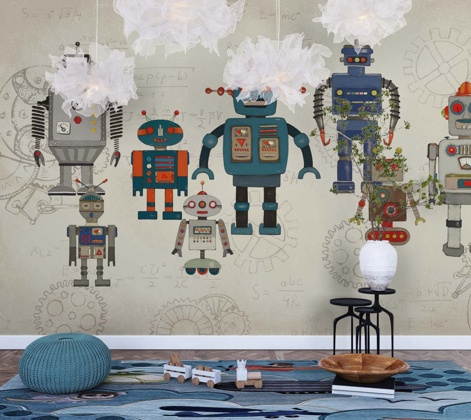 Papier peint des voitures dans la chambre des enfants