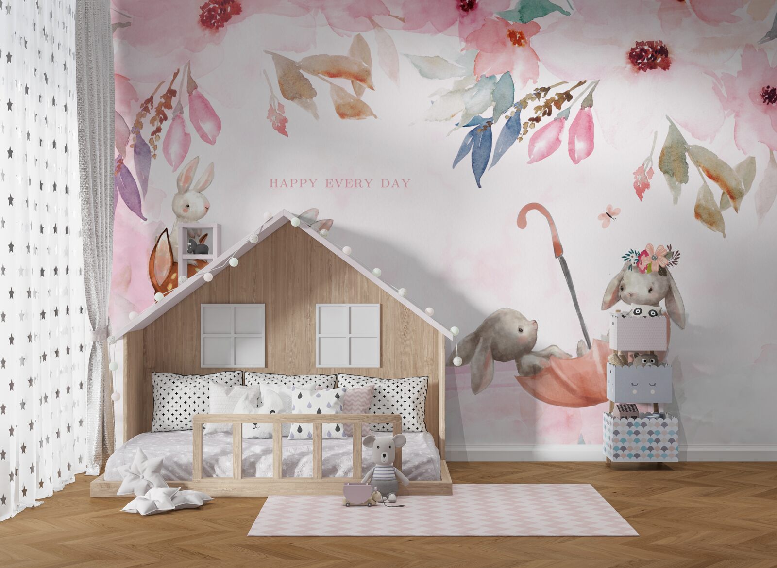 Papier peint faune sur fond rose