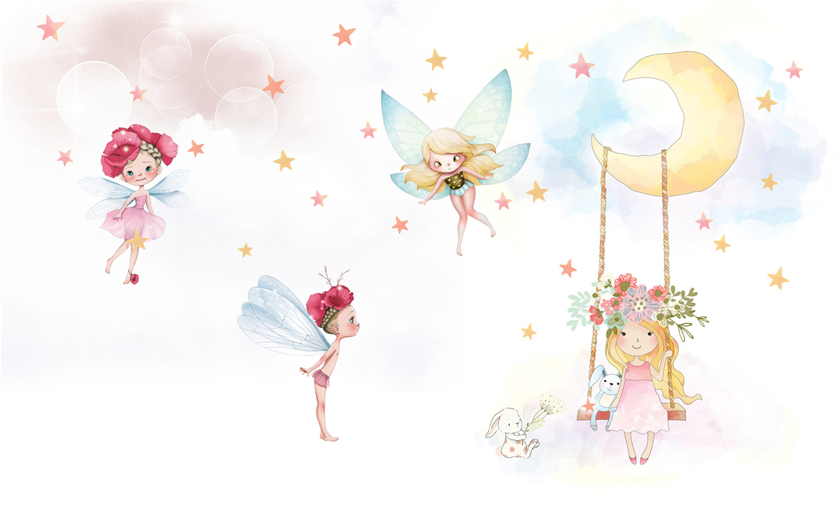 Papier peint fées des fleurs