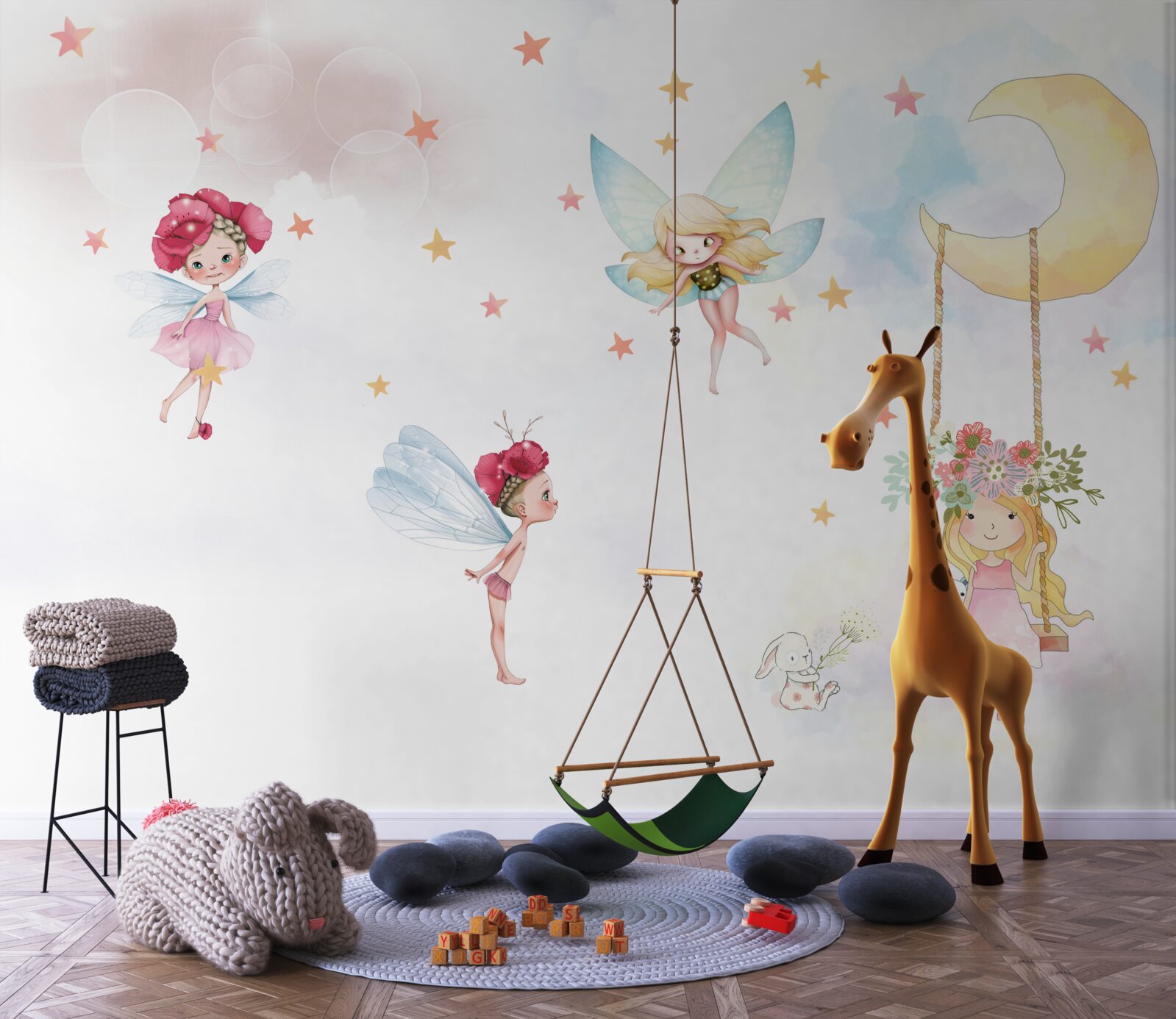 Papier peint fées des fleurs