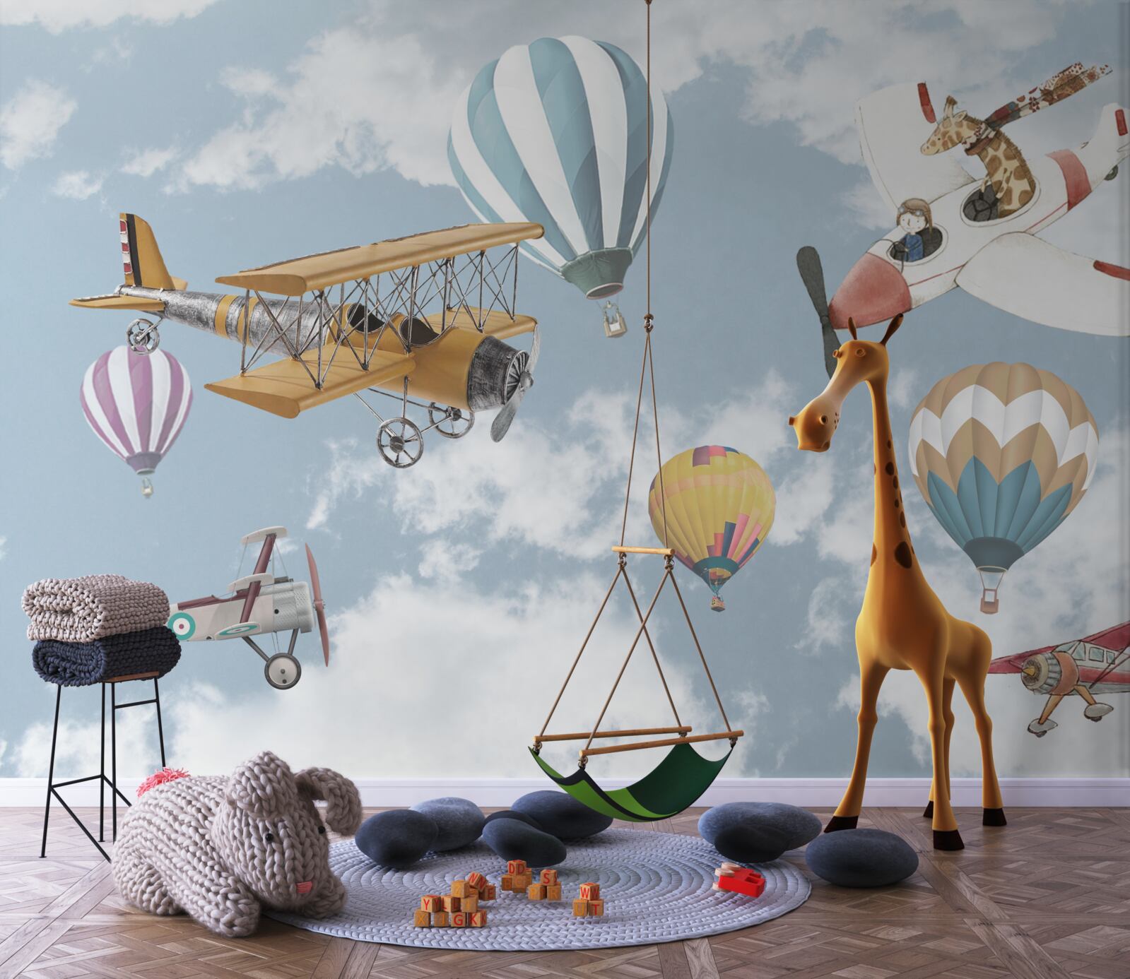 Papier peint voyage avec une girafe