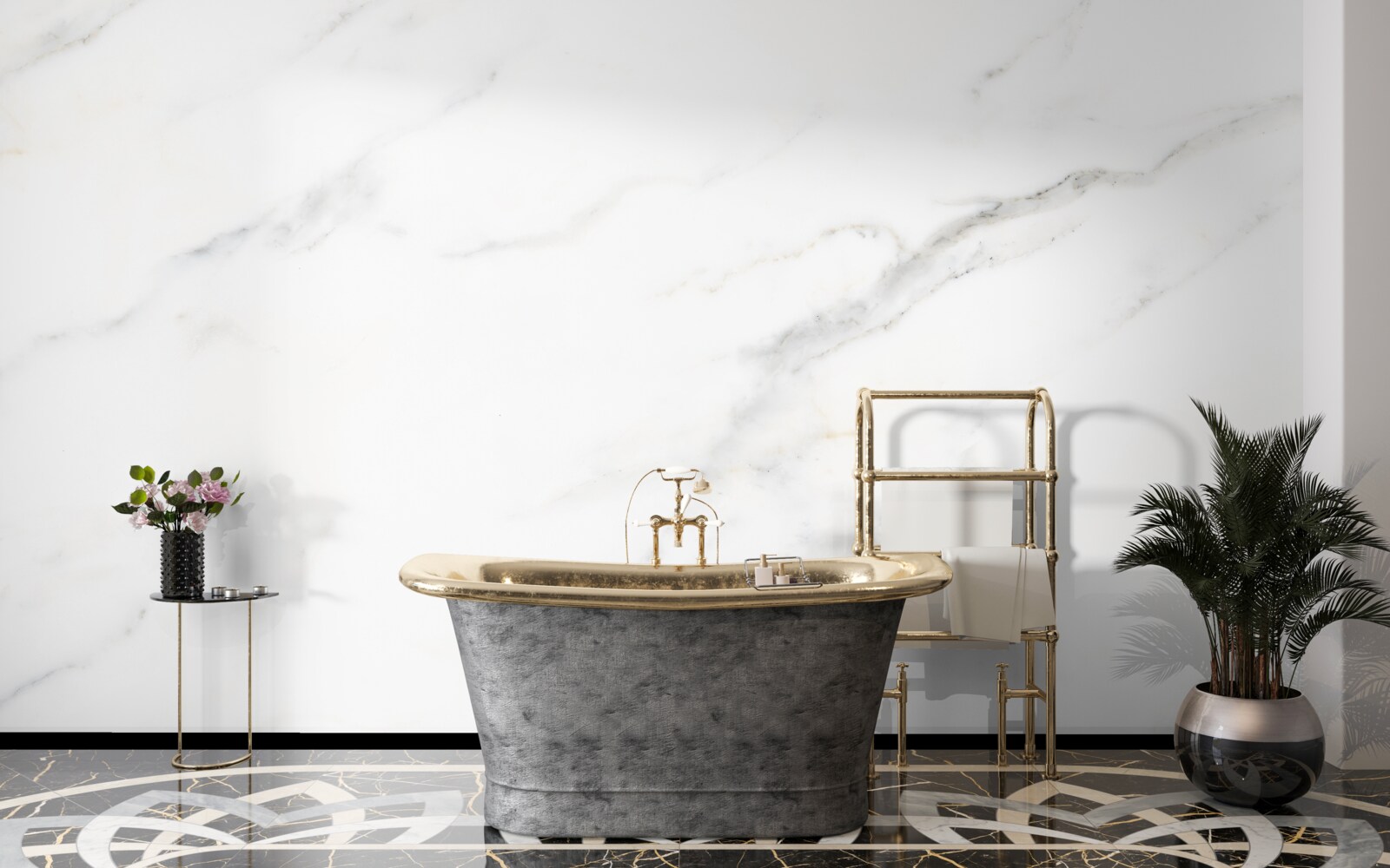 Papier peint marbre blanc