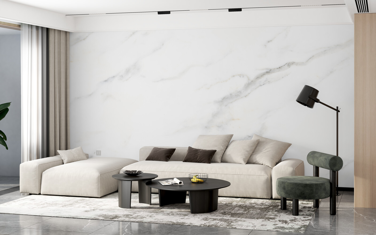 Papier peint marbre blanc