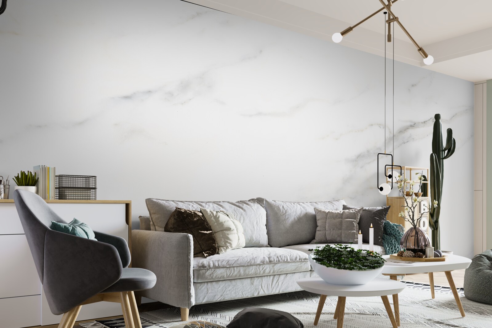 Papier peint marbre blanc