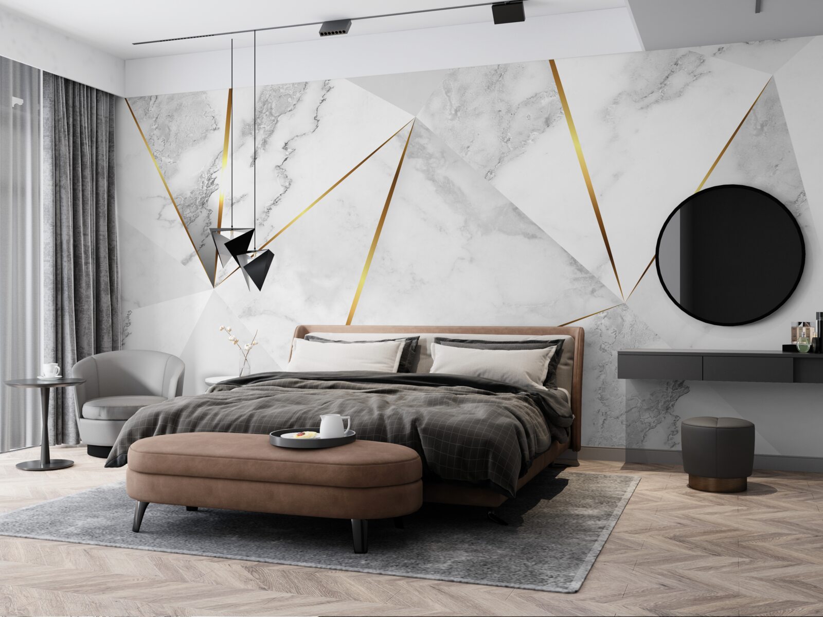 Papier peint marbre blanc