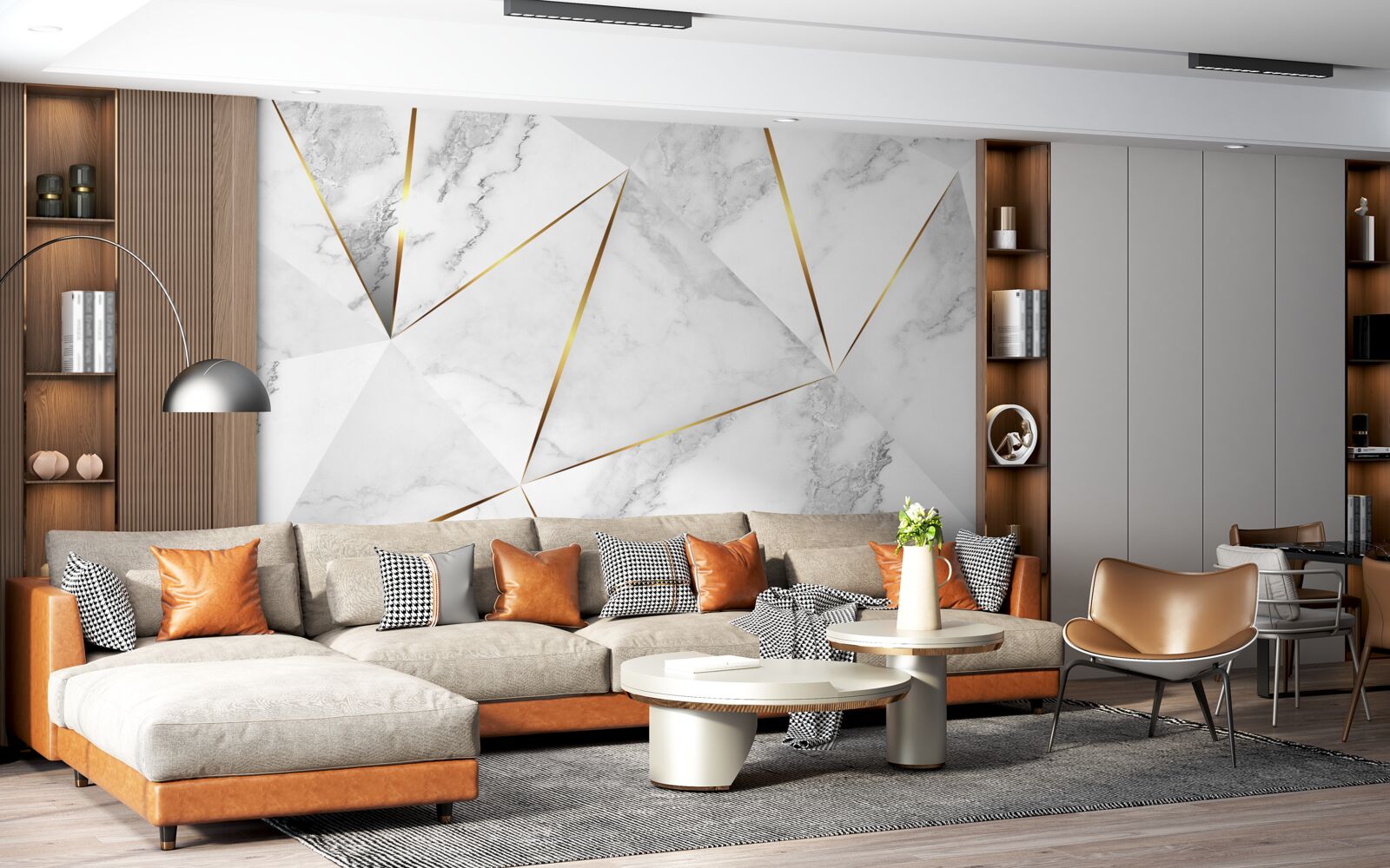 Papier peint marbre blanc