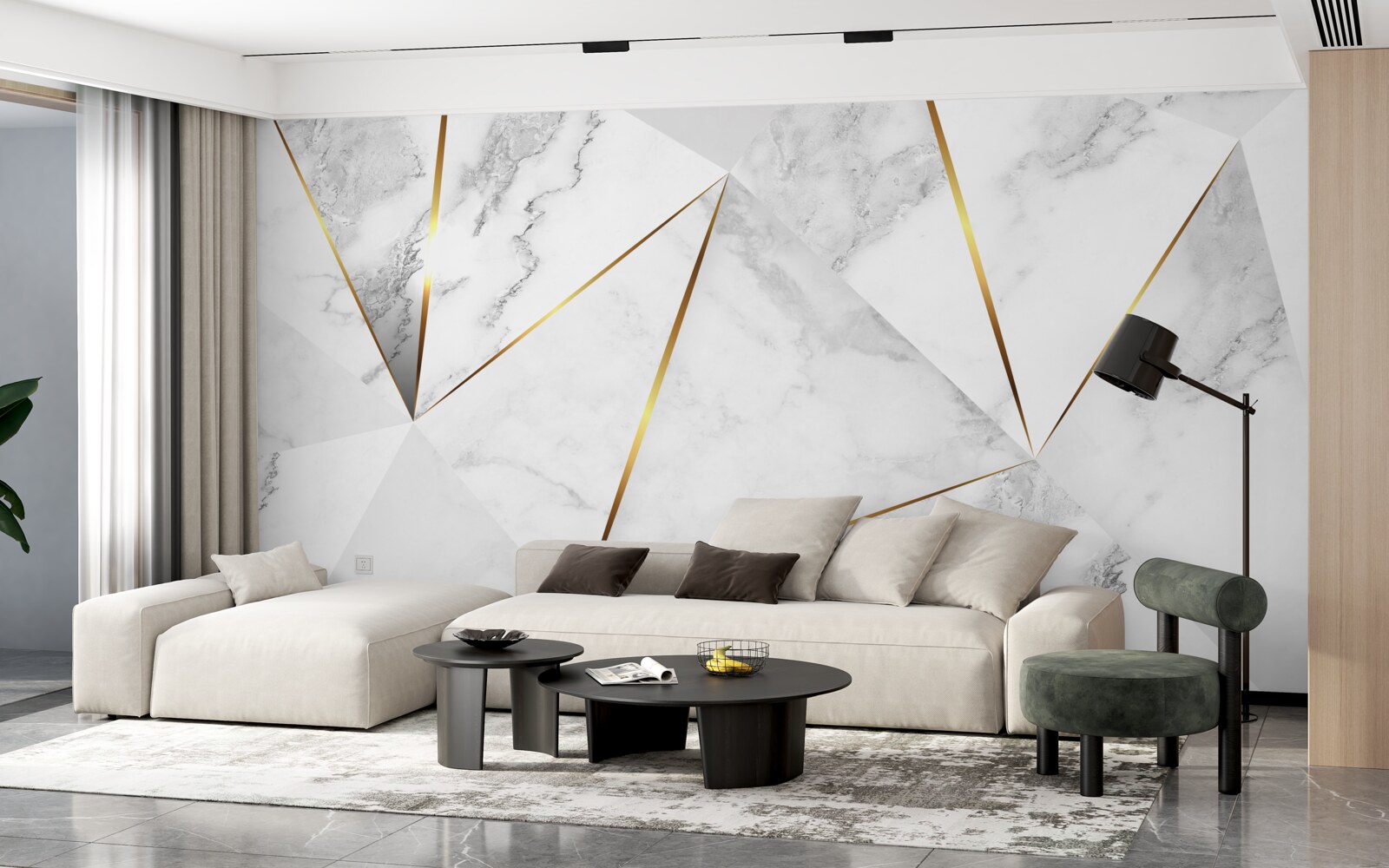 Papier peint marbre blanc